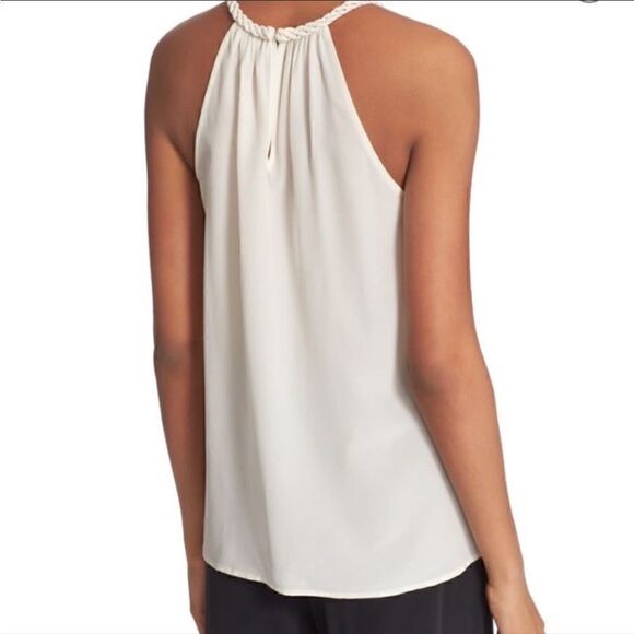 Joie Size Small Ivory Montara Knotted Macrame Silk Tank Top Blouse - Picture 2 of 12